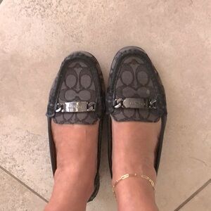 Coach insignia black/grey slip on loafers size 8b
